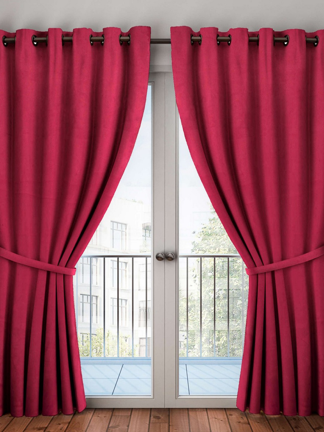 

Bianca Maroon Solid Door Curtain
