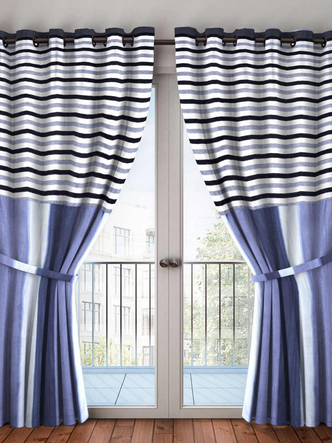 

BIANCA Blue & Black Single Door Curtain