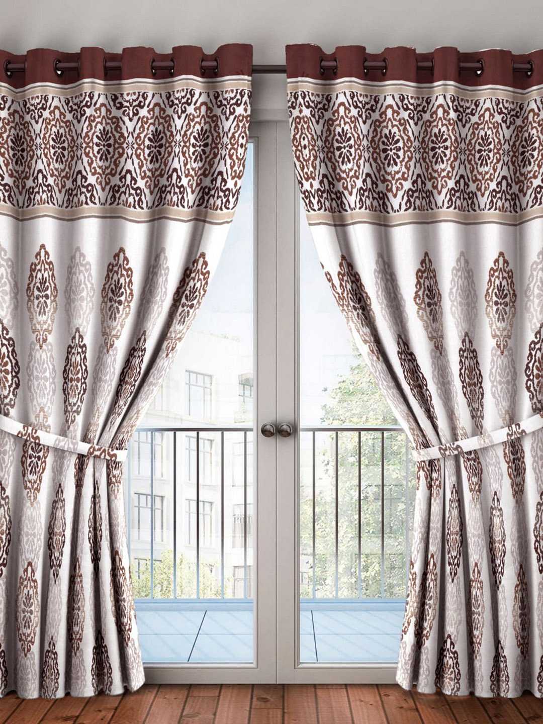 

BIANCA Coffee Brown & Beige Single Door Curtain