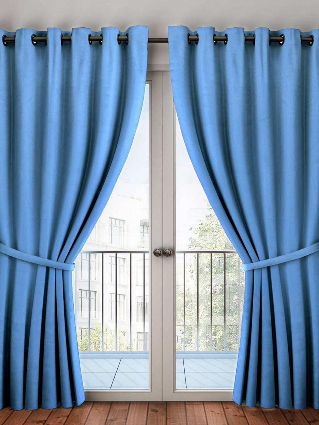 

BIANCA Blue Single Black Out Door Curtain