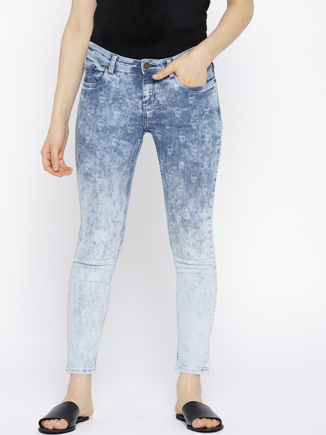 

Ed Hardy Women Blue Skinny Fit Mid-Rise Clean Look Stretchable Jeans
