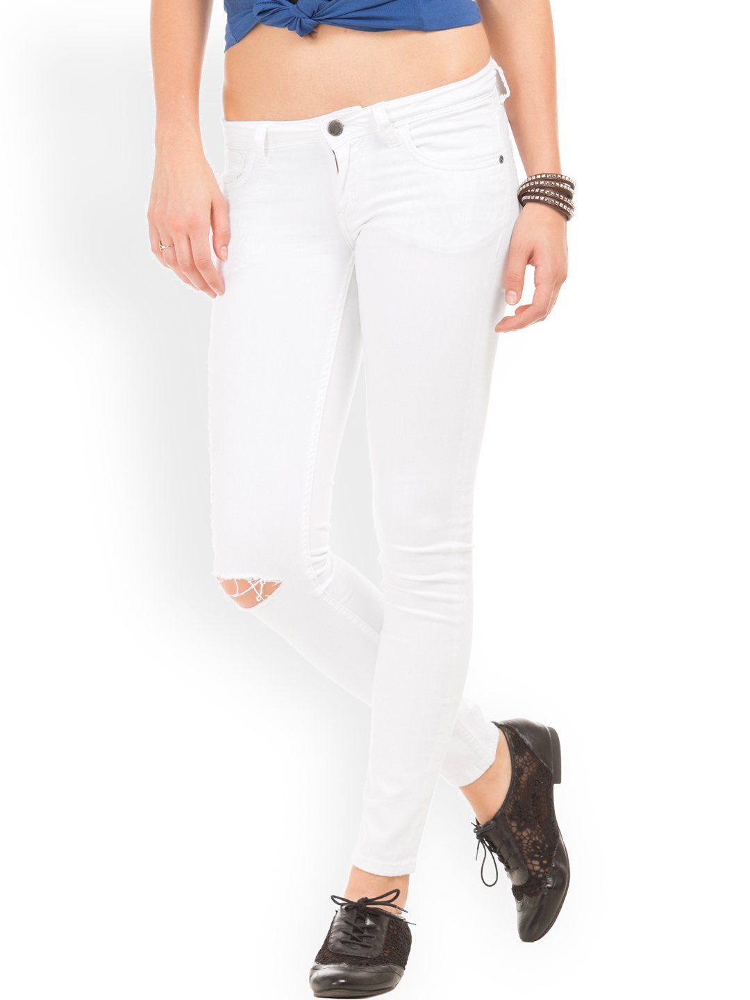 

Ed Hardy Women White Super Skinny Fit Low-Rise Highly Distressed Stretchable Jeans