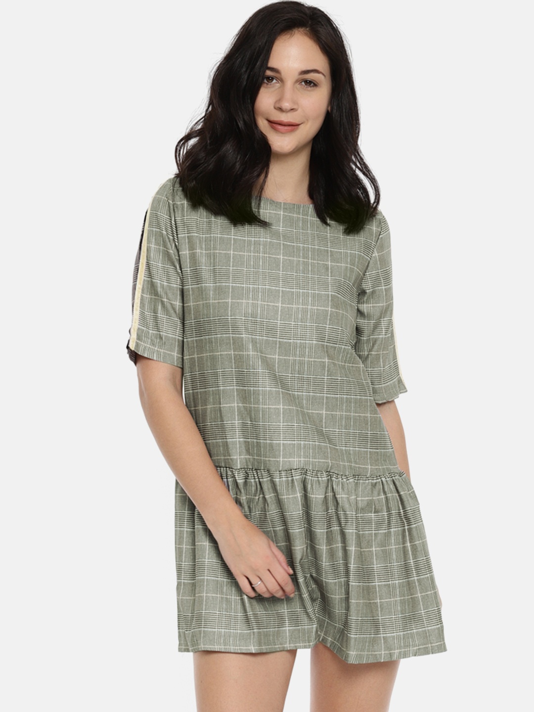 

Ginger by Lifestyle Women Black Checked A-Line Dress
