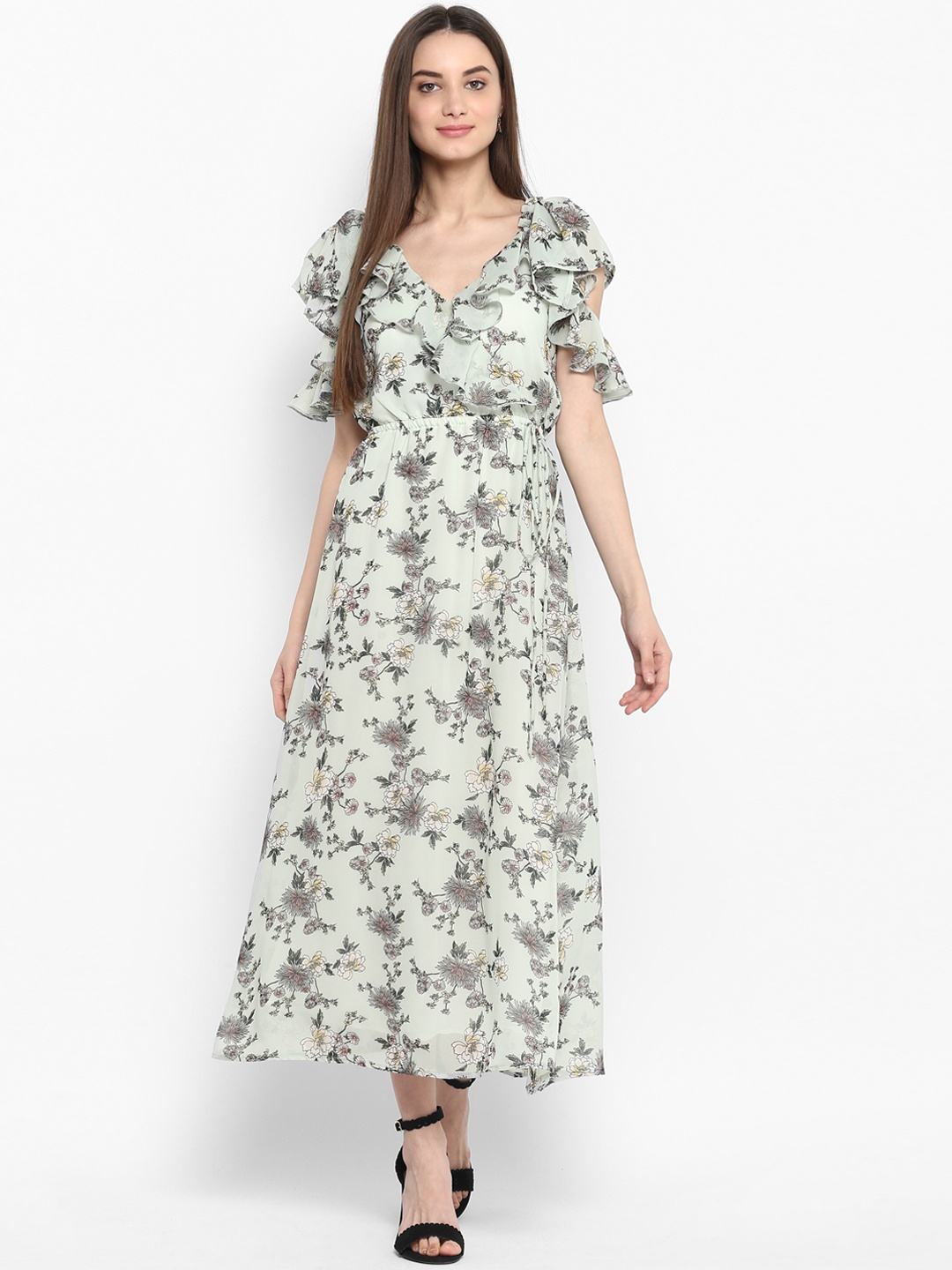 

StyleStone Women Green Printed A-Line Dress