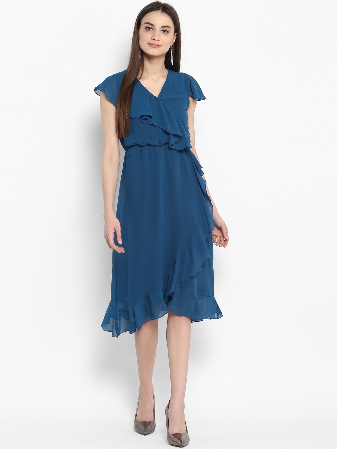 

StyleStone Women Blue Solid Wrap Dress