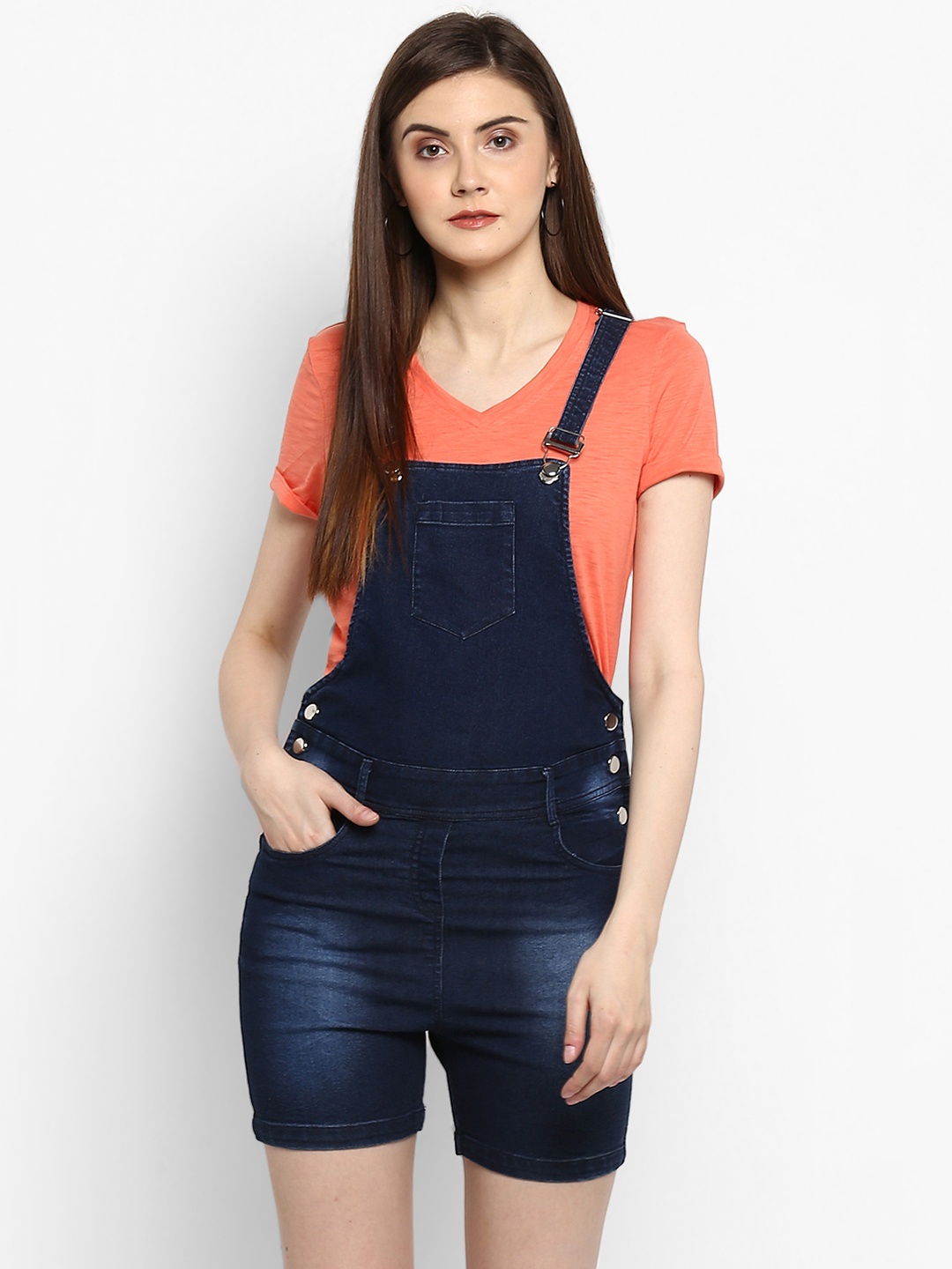 

StyleStone Women's Blue Stretchable Slim Fit Denim Dungarees