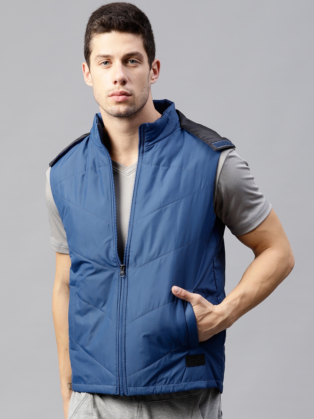 

HRX by Hrithik Roshan Men Navy Blue Solid Hooded Padded Jacket