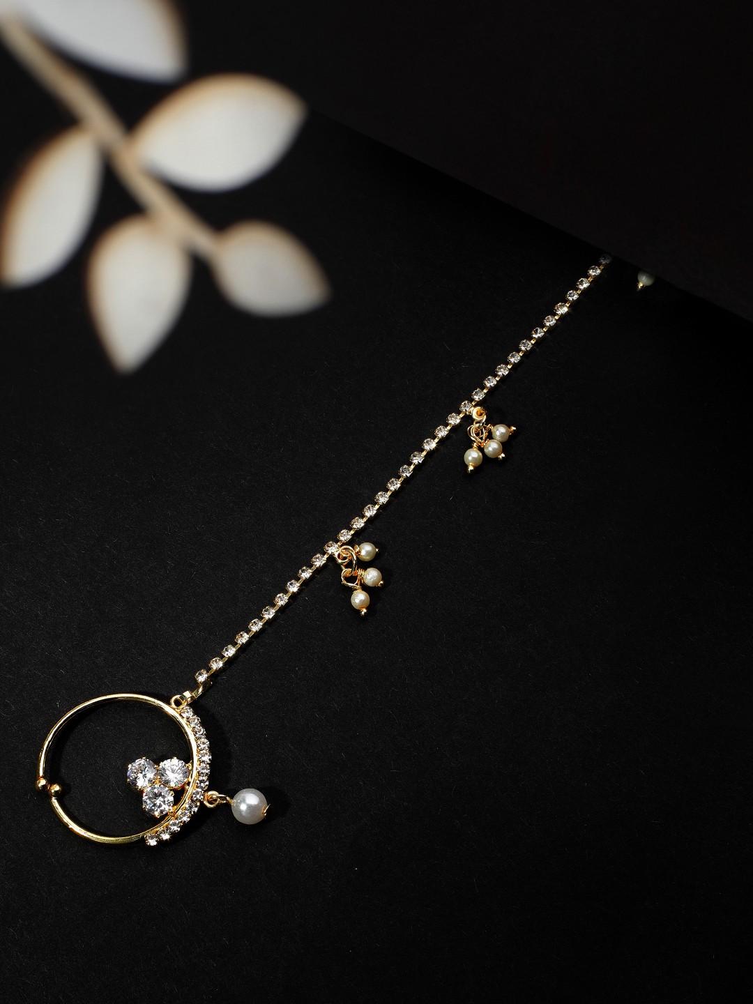 

Rubans Gold Plated Pearl Studded Nose Ring