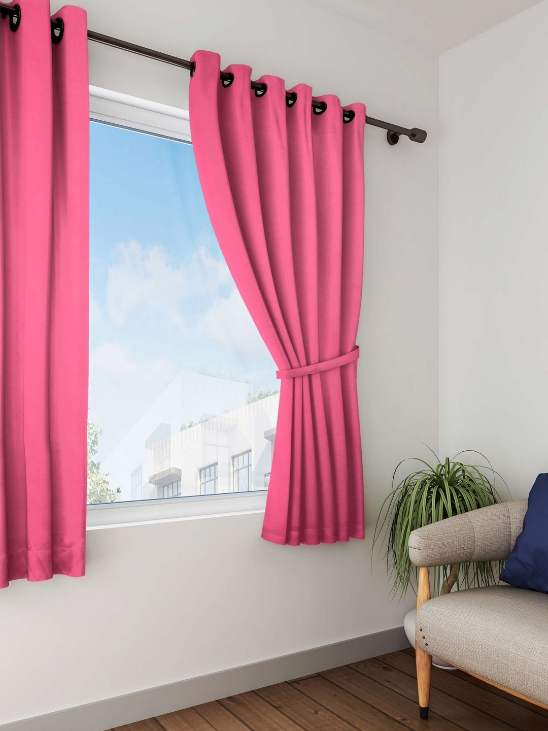 

Lushomes Pink Solid Window Curtain