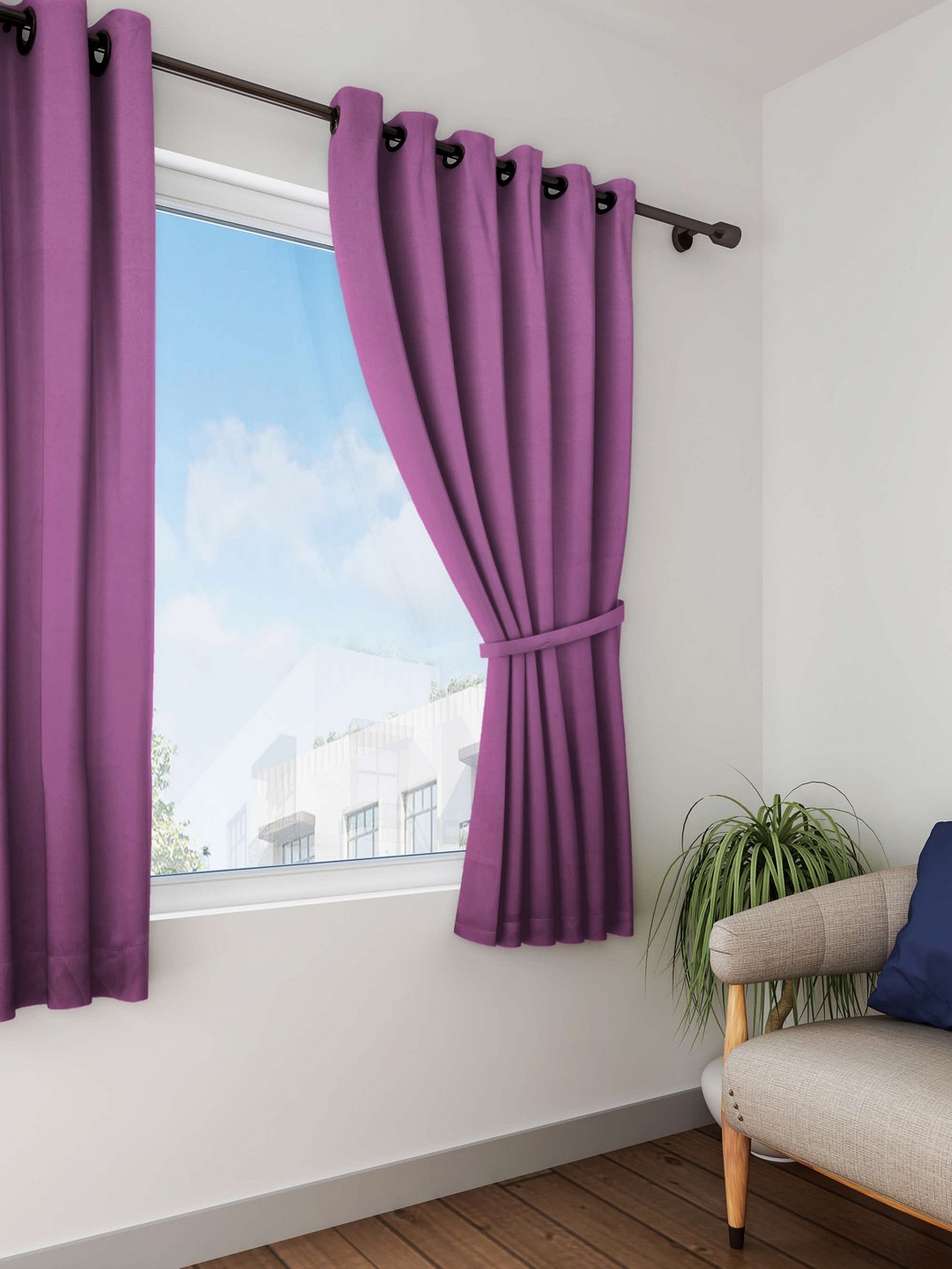 

Lushomes Lavender Solid Door Curtain