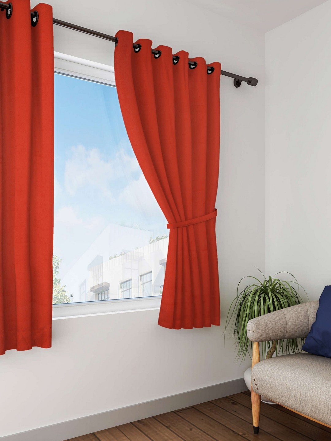 

Lushomes Maroon Solid Window Curtain