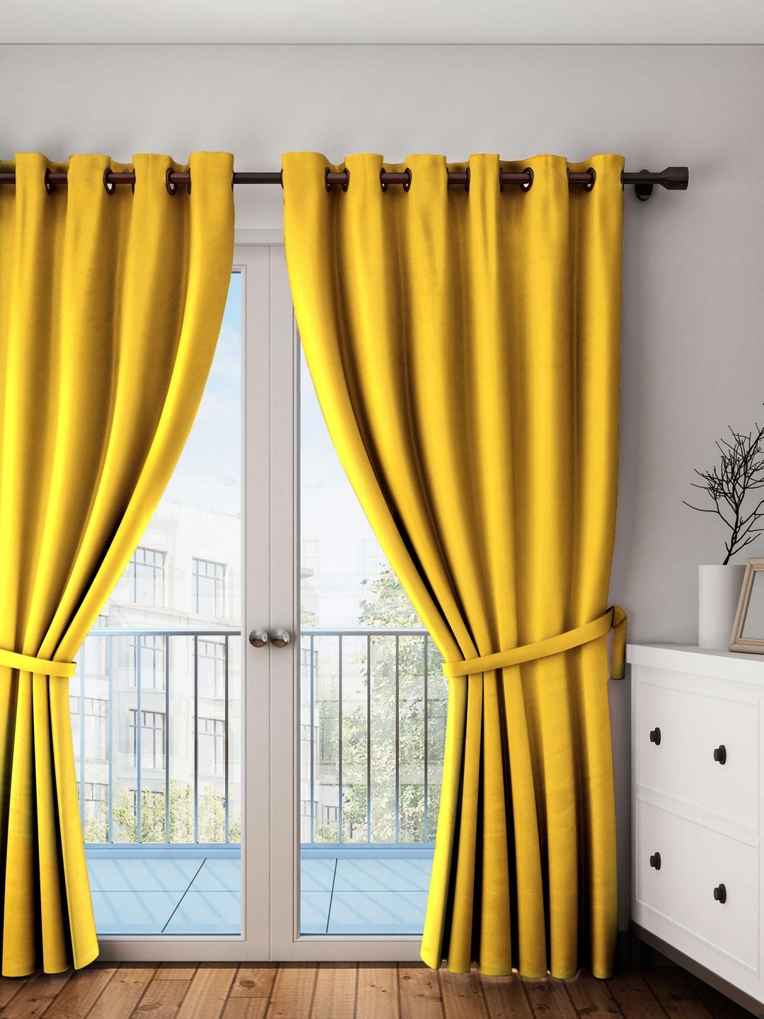 

Lushomes Yellow Solid Window Curtain