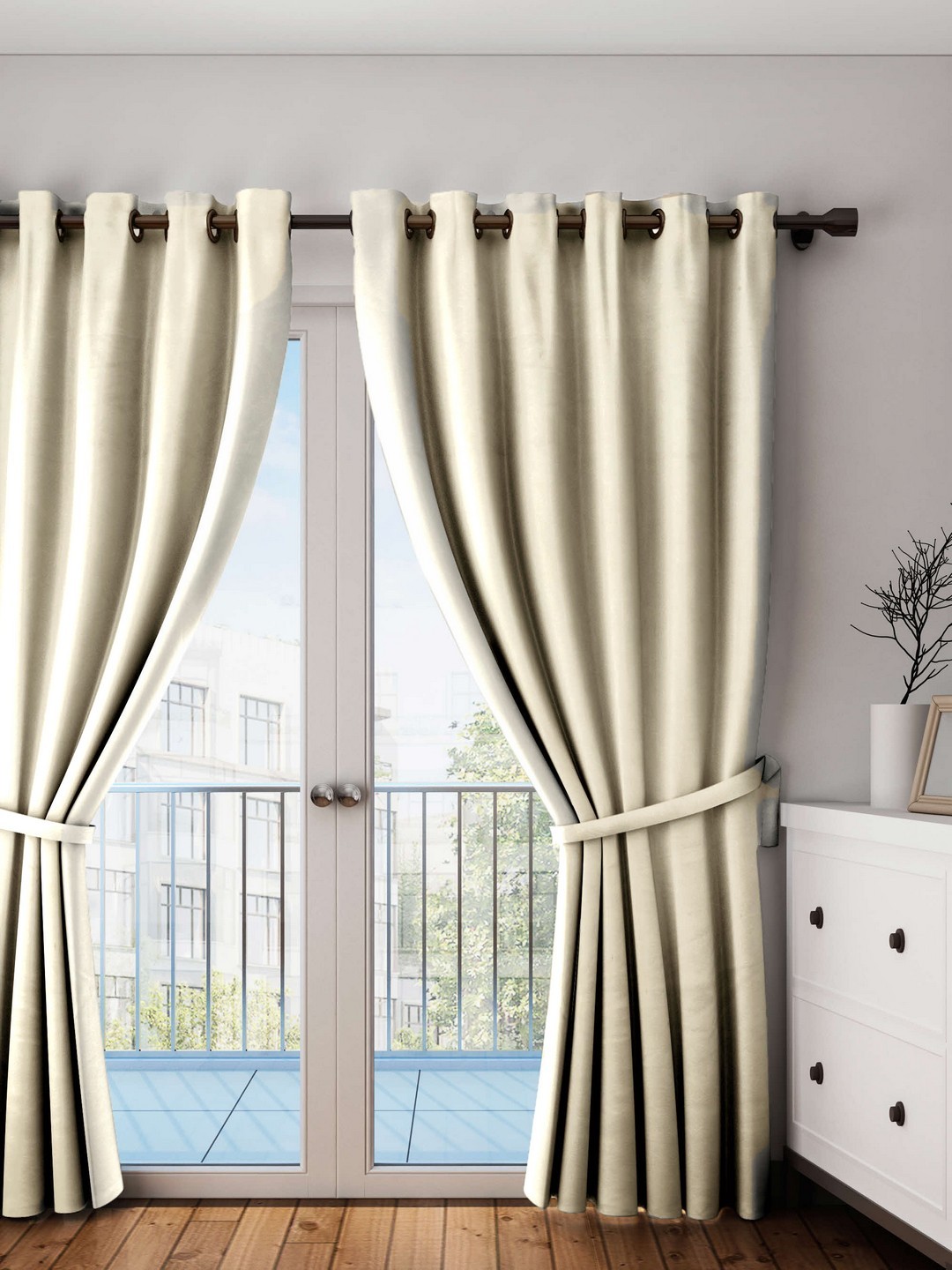 

Lushomes Off-White Solid Window Curtain