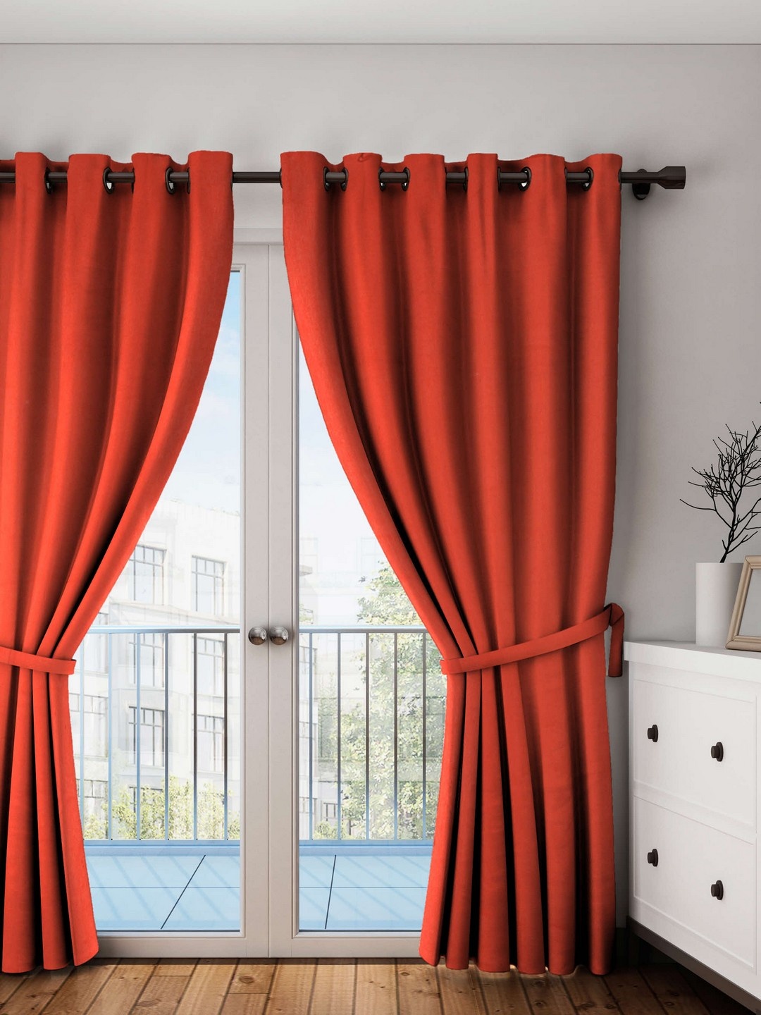 

Lushomes Rust Solid Door Curtain