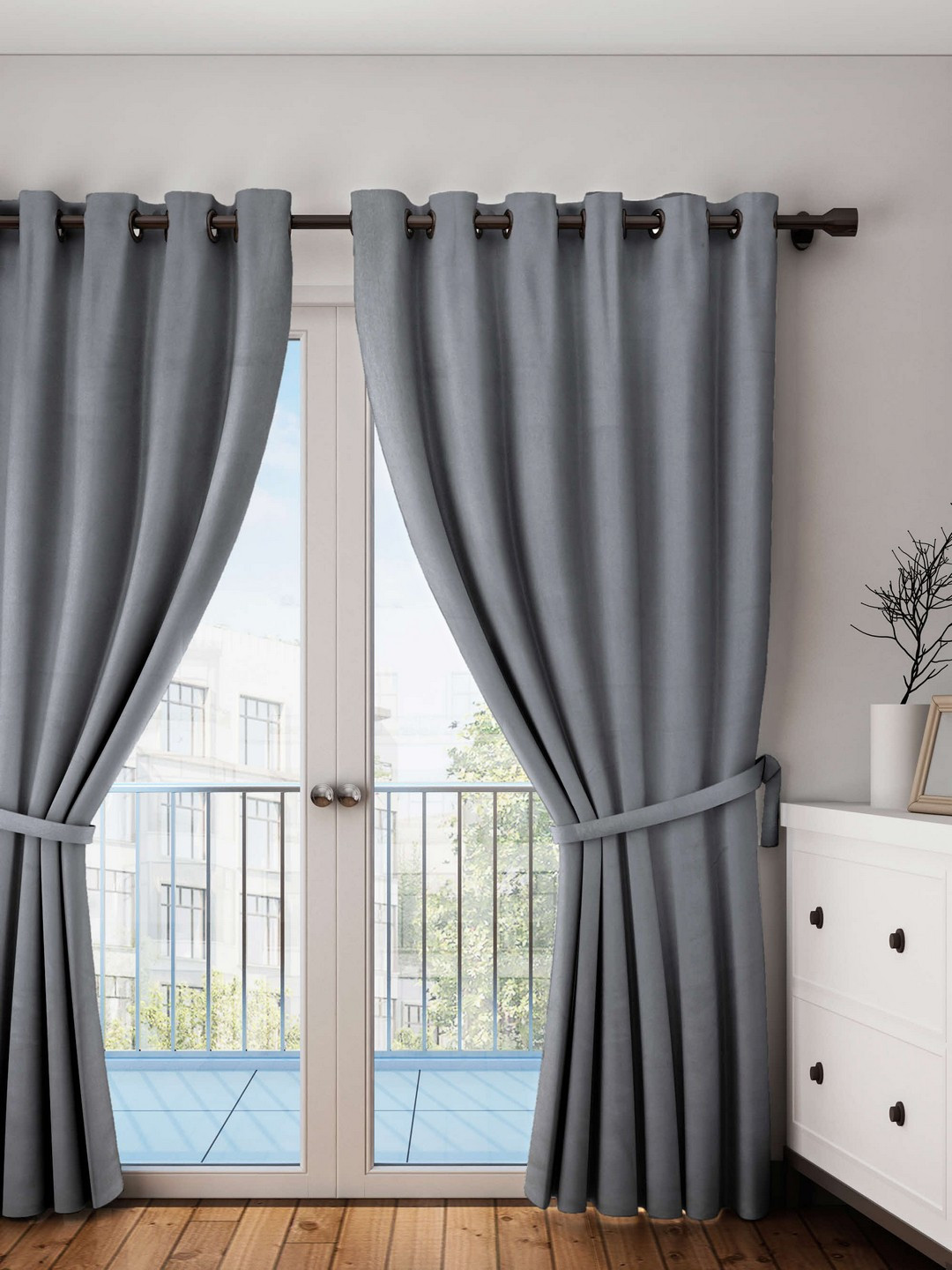 

Lushomes Grey Solid Window Curtain