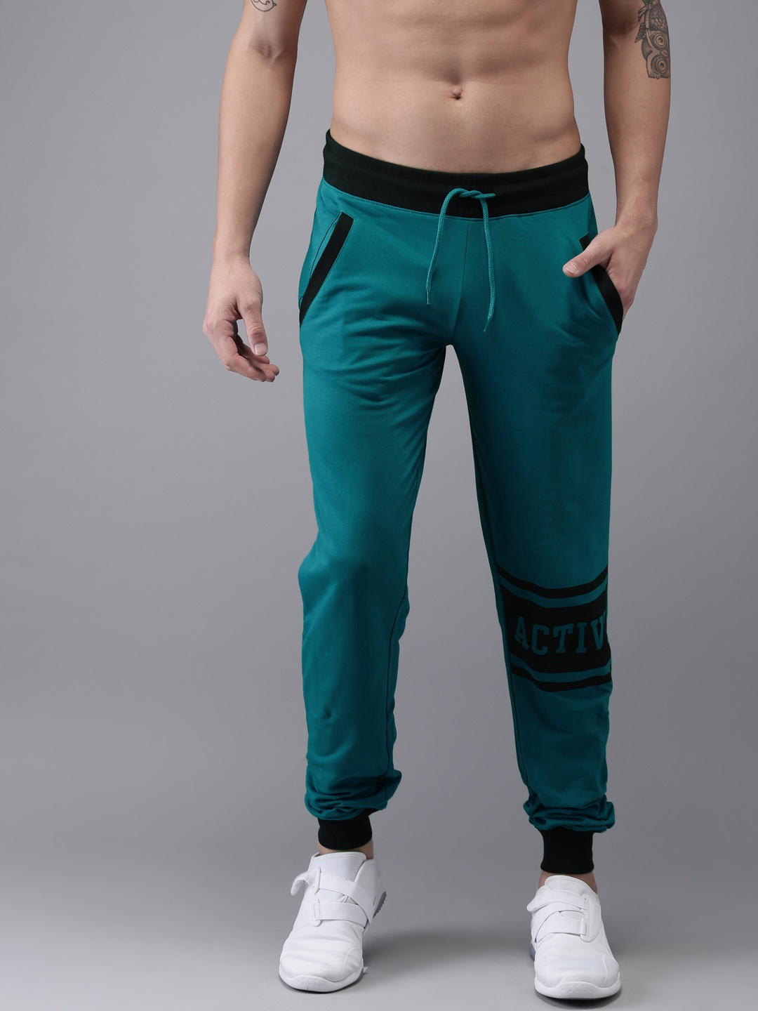

HERE&NOW Men Teal Blue Solid Joggers
