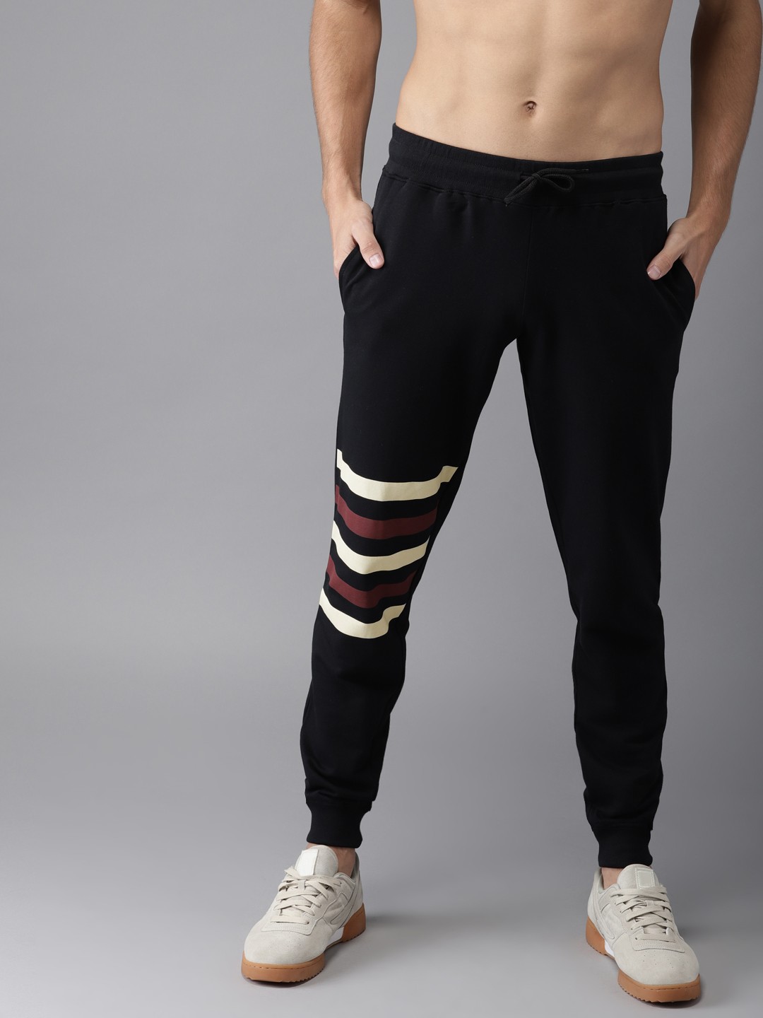 

HERE&NOW Men Black Printed Joggers