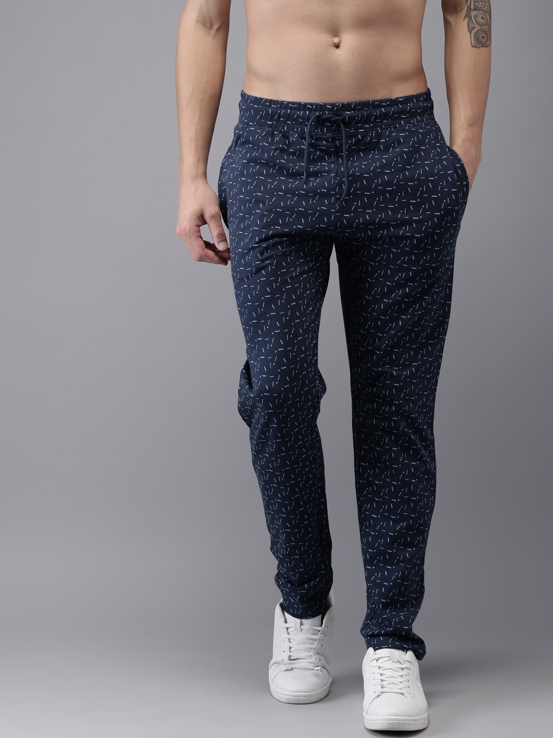 

HERE&NOW Men Blue Printed Track Pants