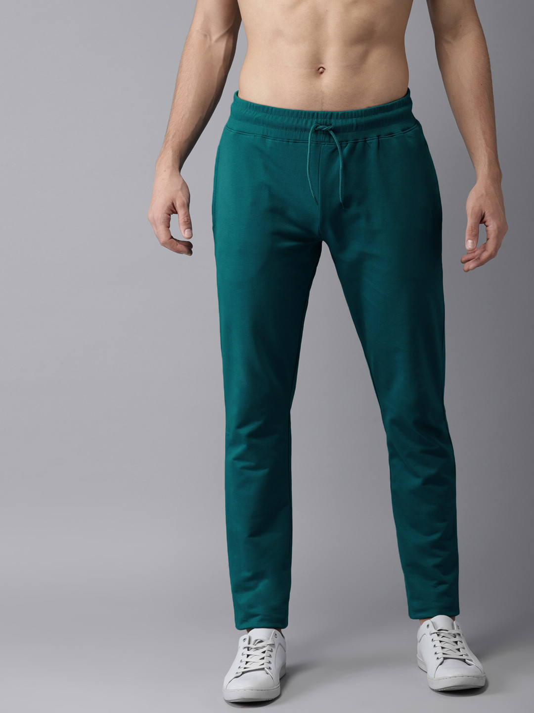 

HERE&NOW Men Teal Blue Solid Track Pants