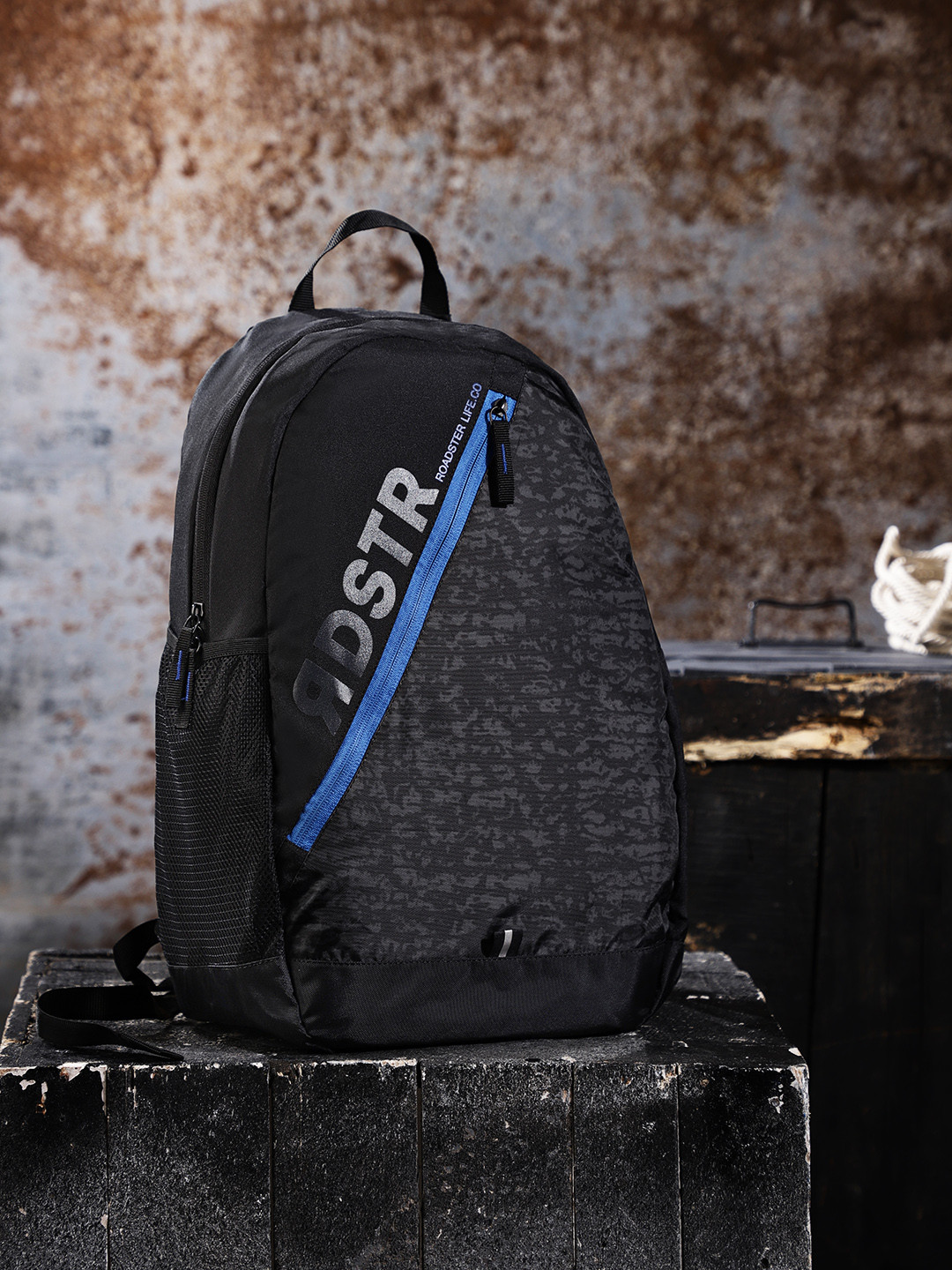 

Roadster Unisex Black Brand Logo Backpack