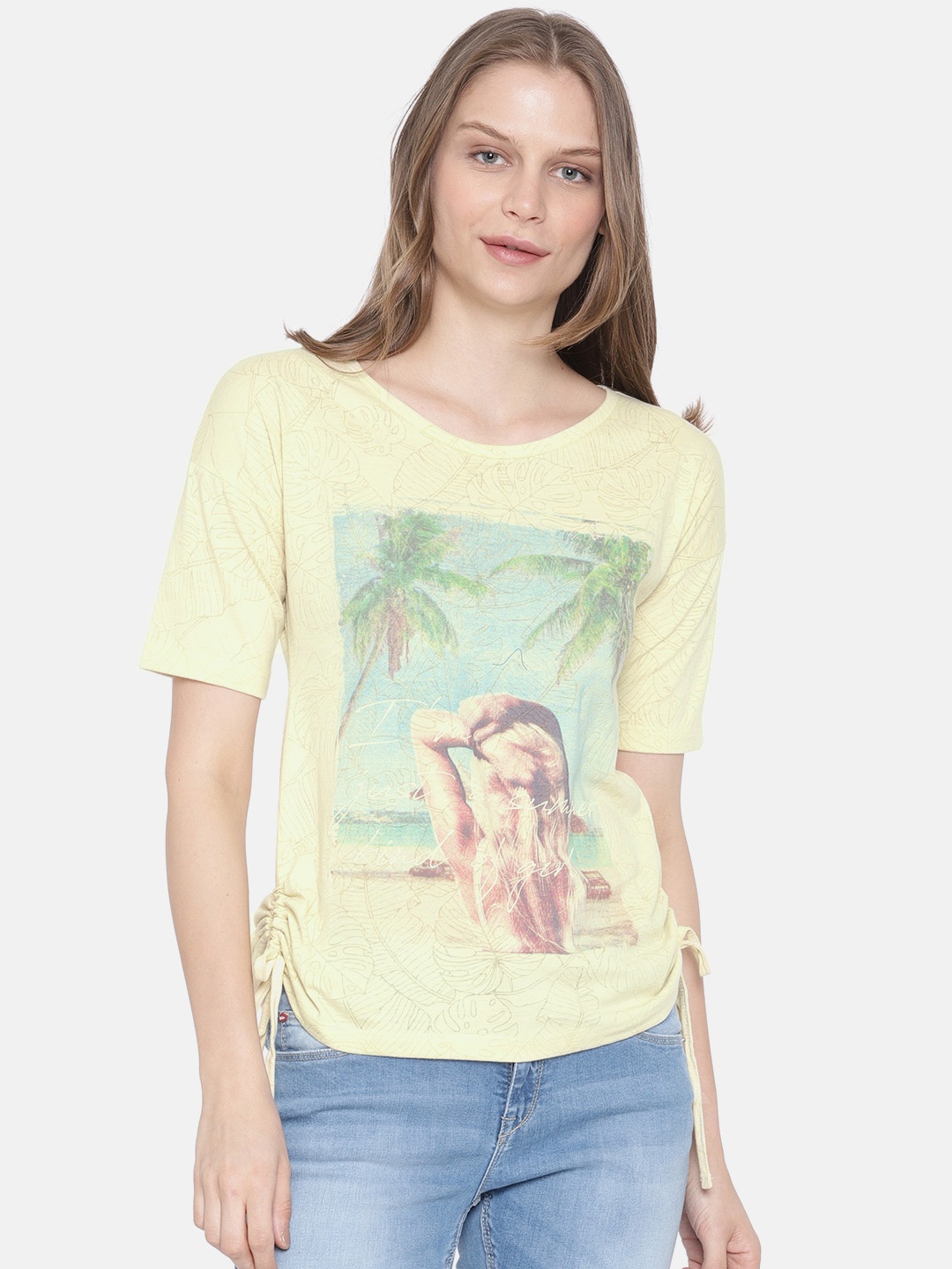 

Lee Cooper Women Yellow Printed Top