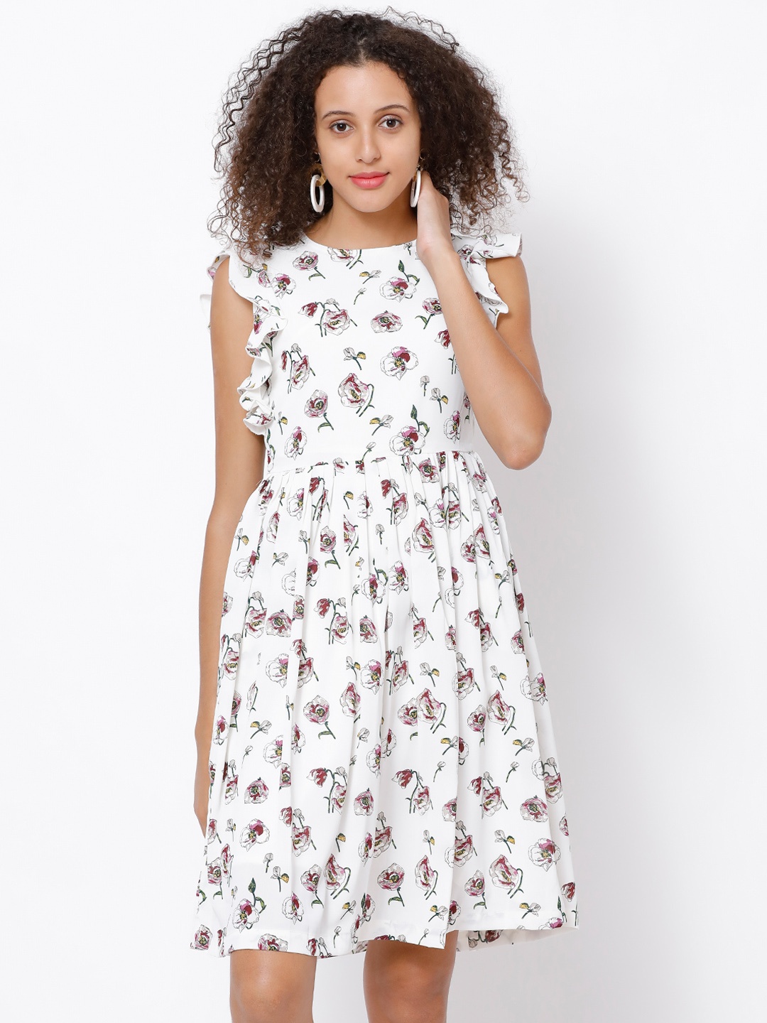 

Tokyo Talkies Women White Printed Fit and Flare Dress