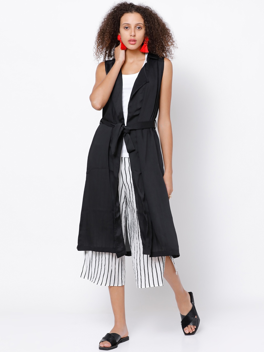 

Tokyo Talkies Women Black Solid Open Front Jacket