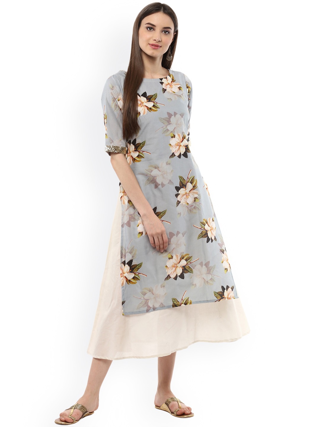

Ahalyaa Women Blue Printed Straight Kurta