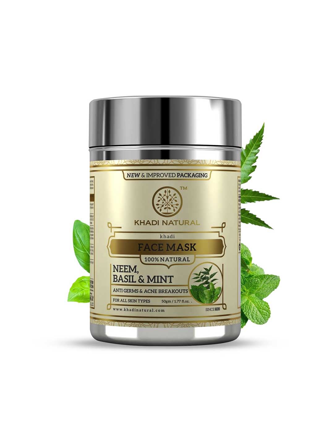 

Khadi Natural Unisex Neem, Basil & Mint Herbal Sustainable Face Mask 50 g, Steel