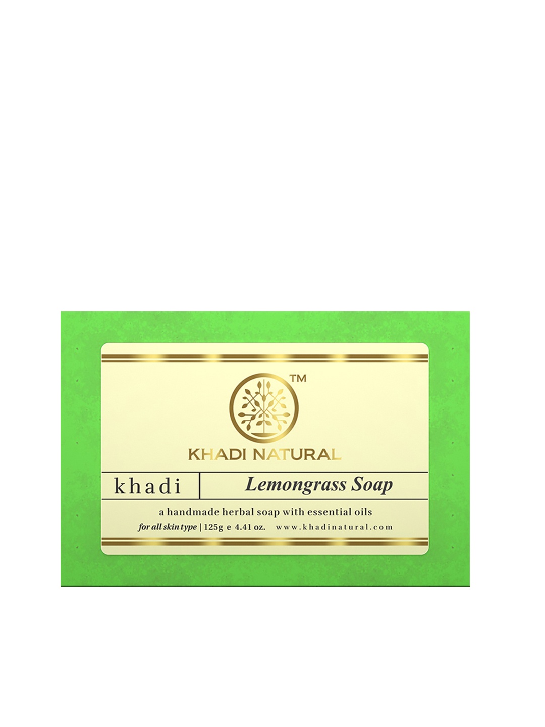 

Khadi Natural Lemongrass Handmade Anti-Bacterial Soap - 125g, Green