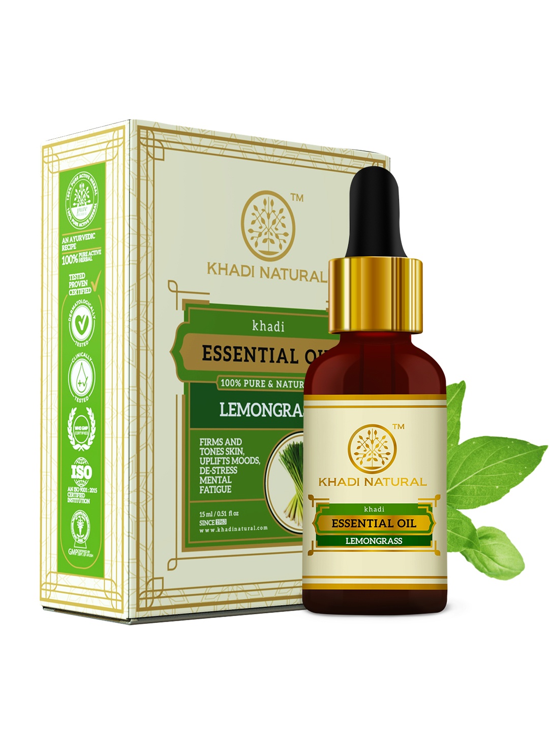 

Khadi Natural Unisex Lemongrass Diffuser & Aroma Therapy Essential Oil 15 ml, Off white