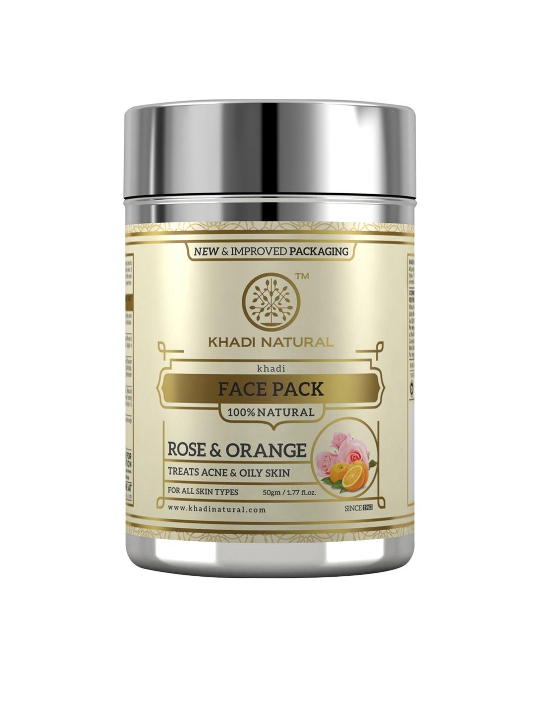 

Khadi Natural Unisex Rose & Orange Herbal Sustainable Face Pack 50 g, Steel