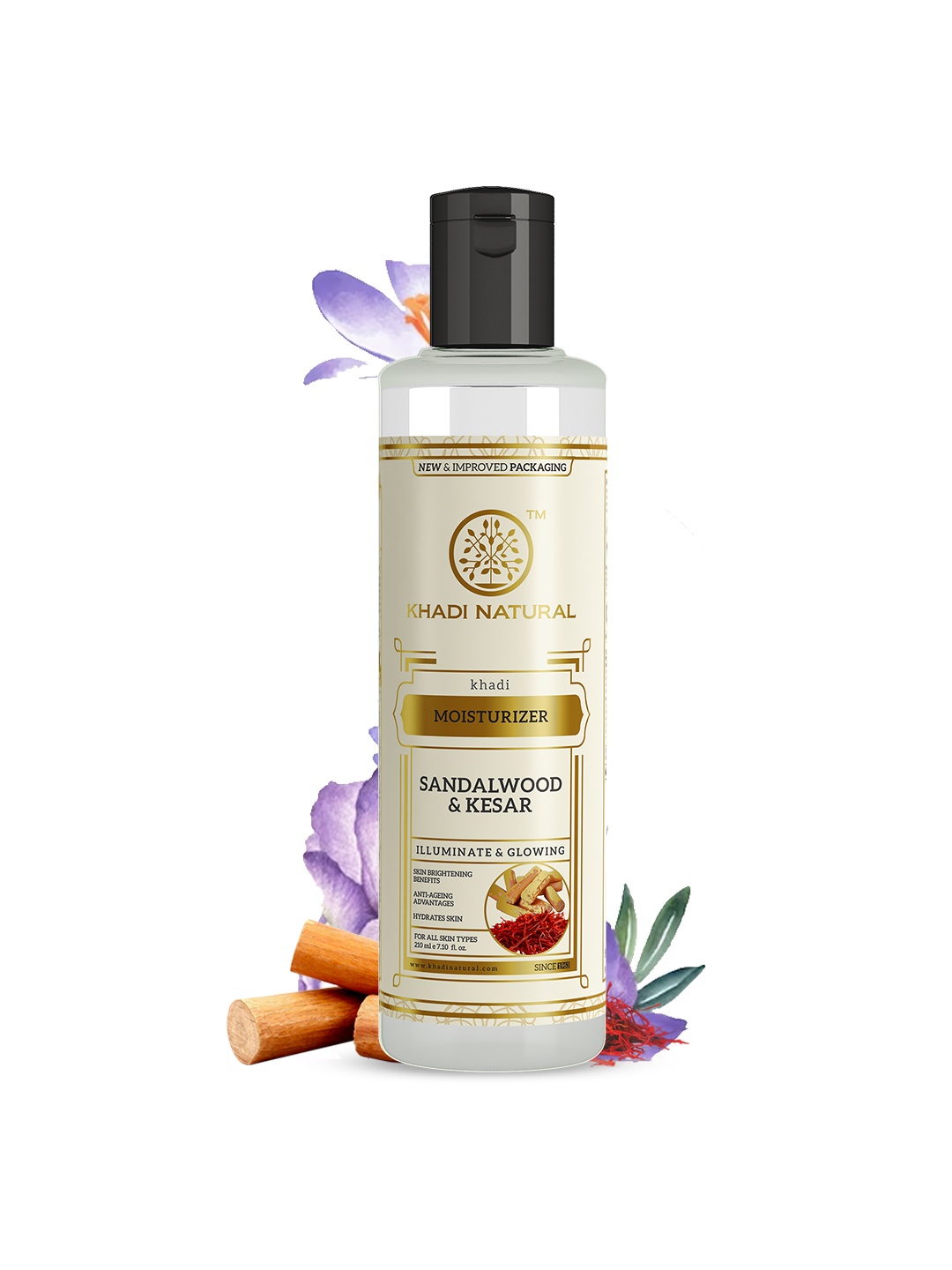 

Khadi Natural Unisex Sandalwood & Kesar Herbal Sustainable Moisturiser 210 ml, White