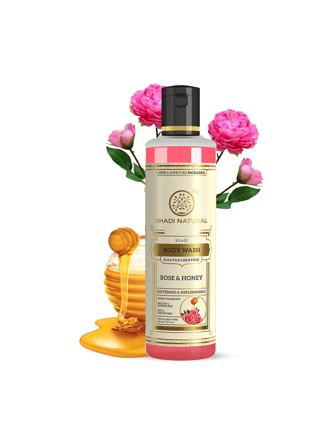 

Khadi Natural Unisex Rose & Honey Herbal Body Wash 210 ml, Pink