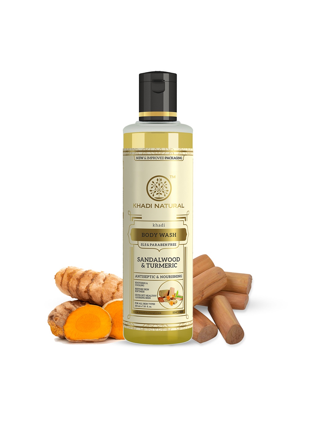 

Khadi Natural Paraben Free Sandal & Turmeric Body Wash To Restore Skin Softness - 210ml, Yellow