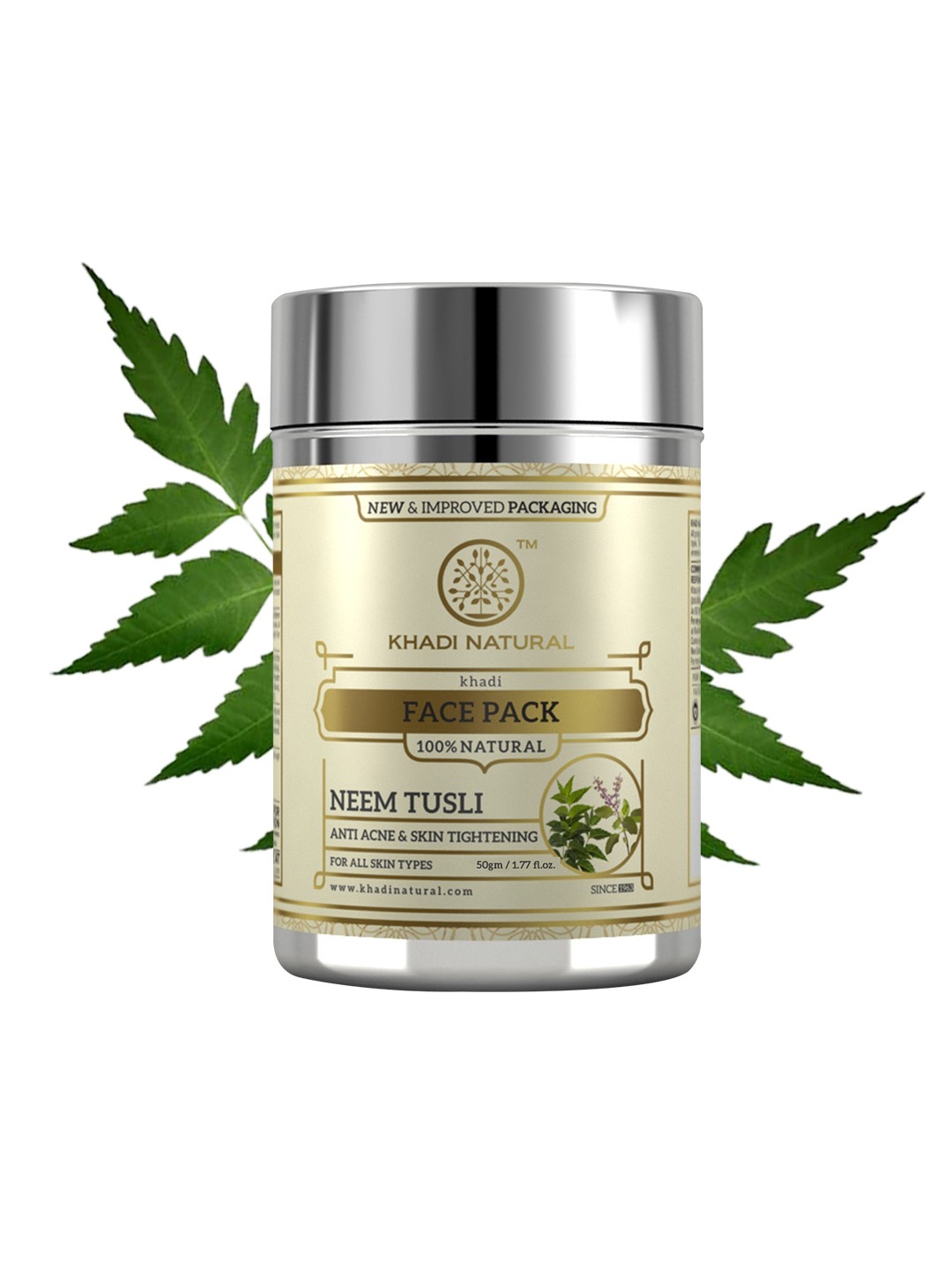 

Khadi Natural Neem-Tulsi Face Pack To Reduce Wrinkles & Fine Lines - 50g, Steel