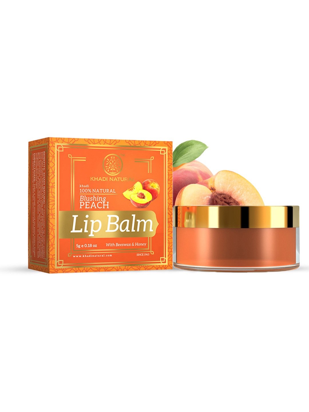 

Khadi Natural Herbal Lip Balm with Beeswax & Honey - Peach