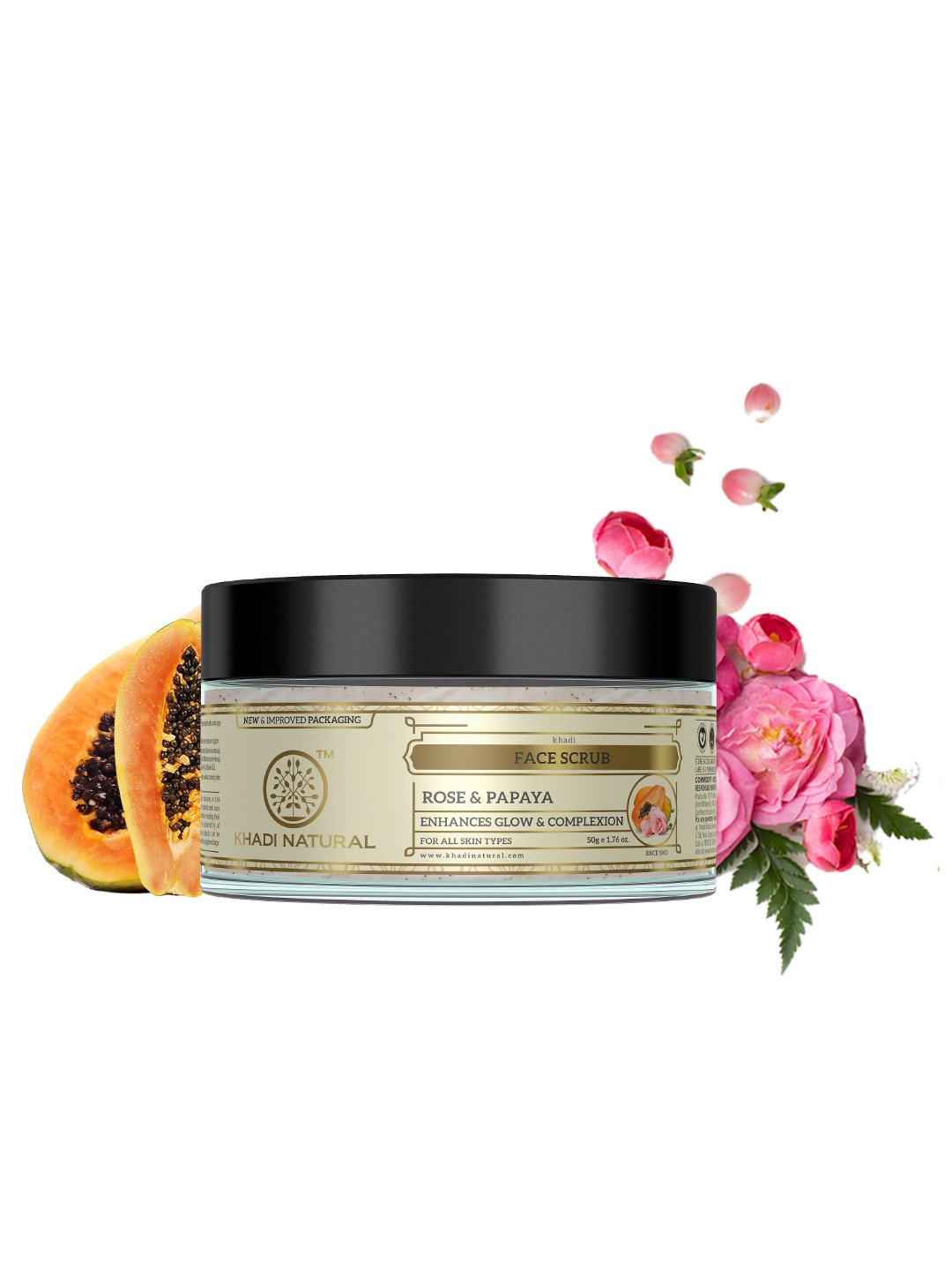 

Khadi Natural Rose & Papaya Ayurvedic Face Scrub for All Skin Types 50 g, Beige