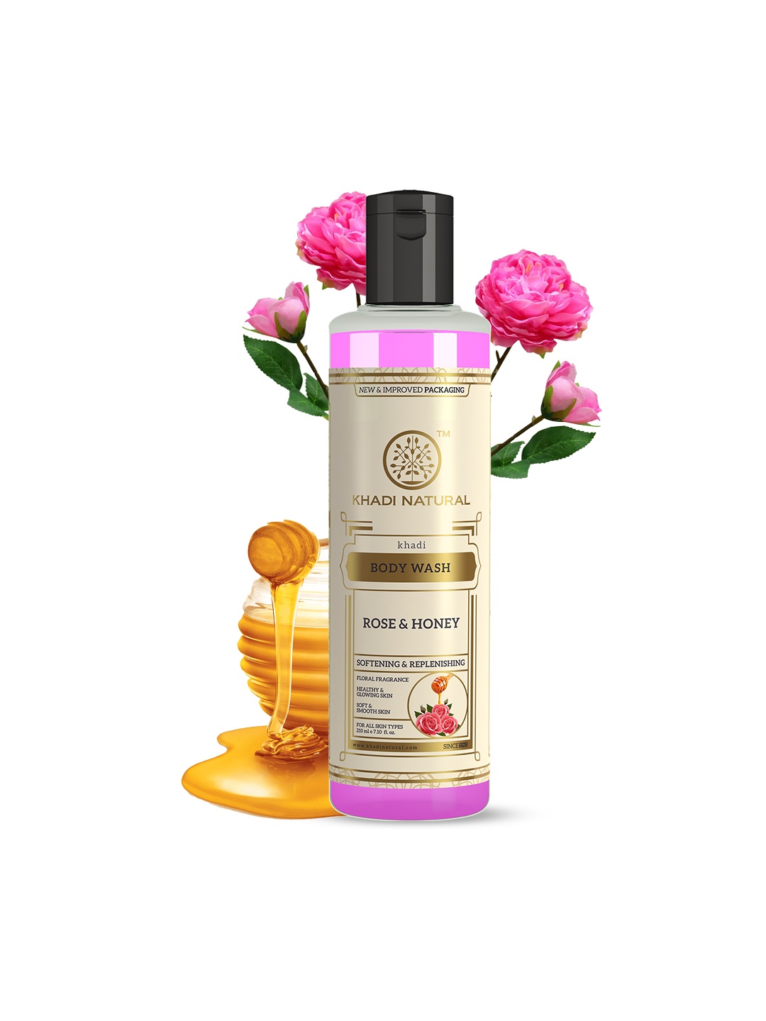 

Khadi Natural Rose & Honey Body Wash For Soft, Smooth & Hydrate Skin - 210ml, Pink
