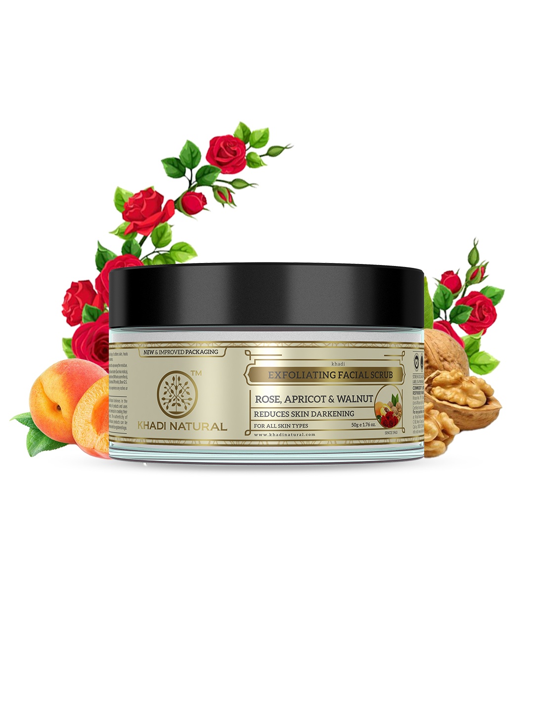

Khadi Natural Unisex Ayurvedic Rose Apricot Walnut Facial Scrub, Beige