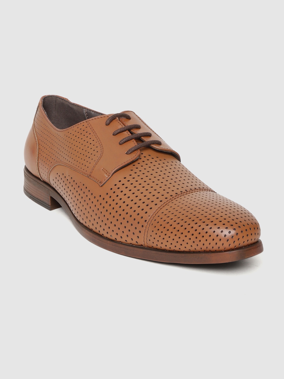 

San Frissco Men Tan Brown Perforated Semiformal Derbys