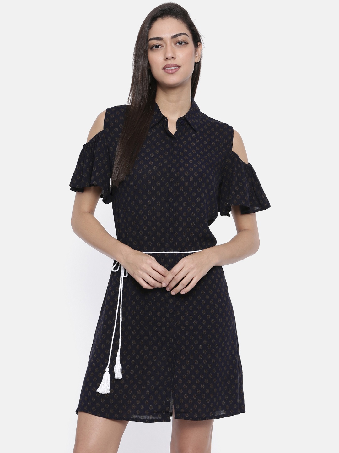 

Deal Jeans Women Navy Printed Shirt Dress, Navy blue