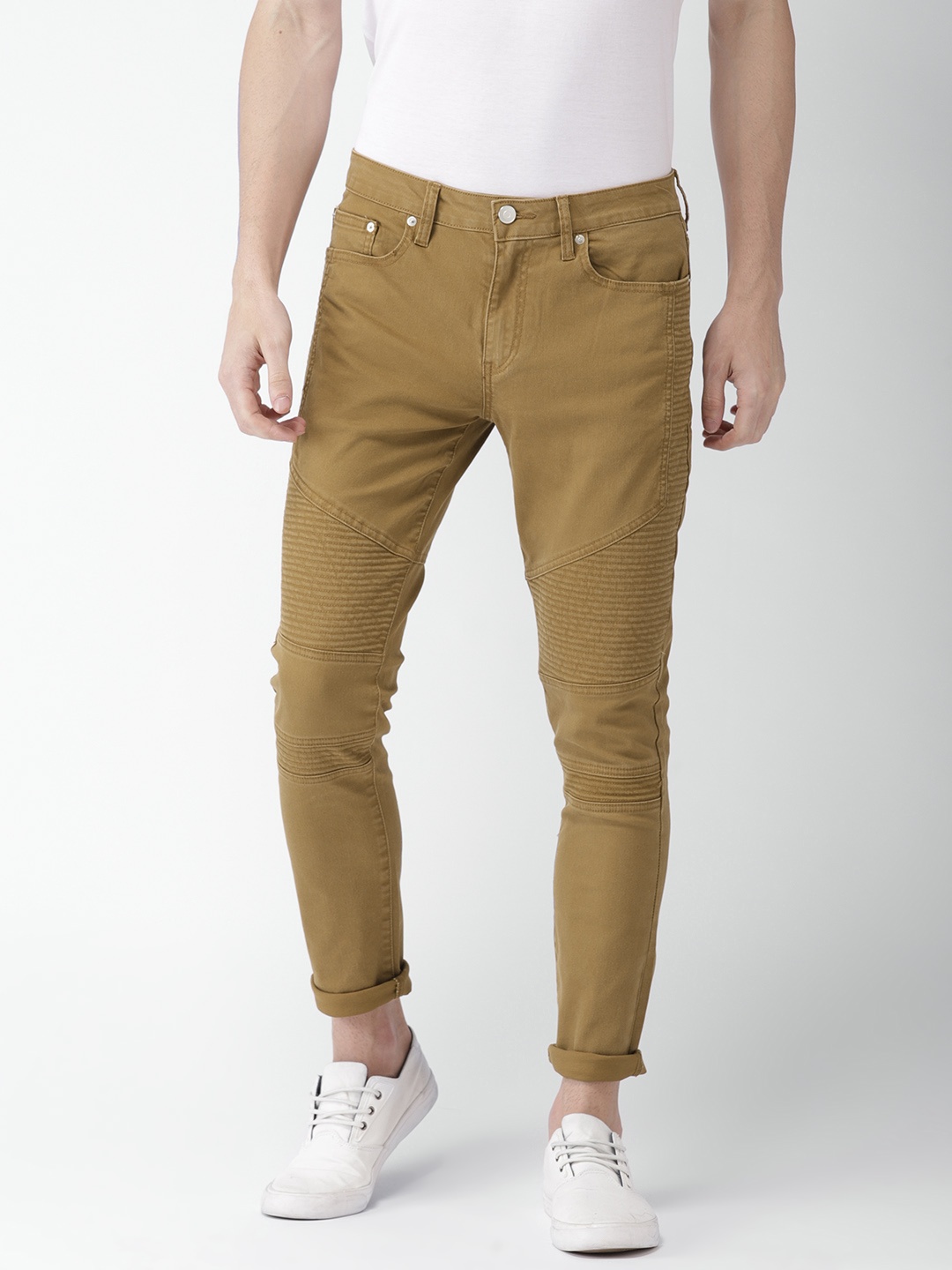 

FOREVER 21 Men Khaki Slim Fit Mid-Rise Clean Look Stretchable Jeans