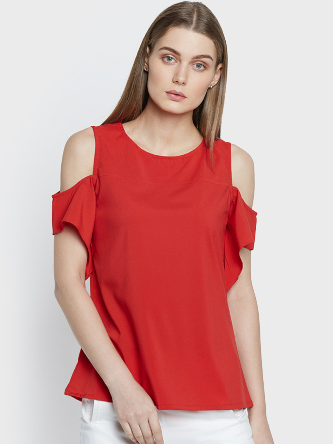 

AND Women Red Solid Top