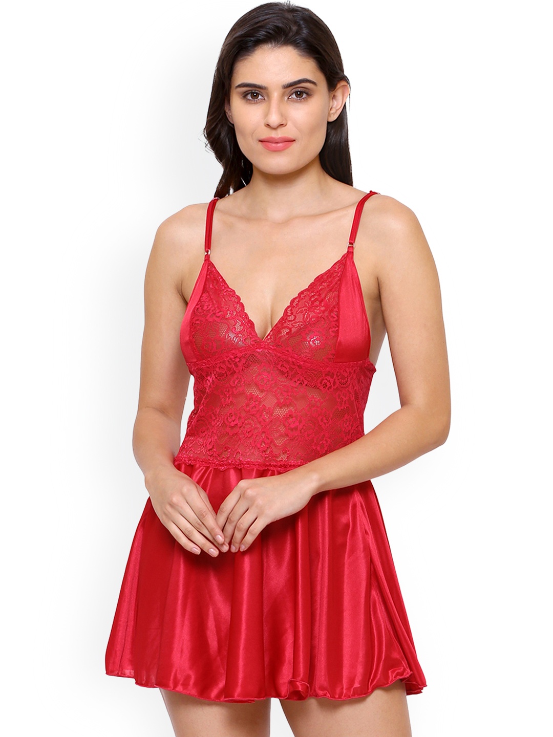 

Klamotten Red Self Design Baby Doll 07C