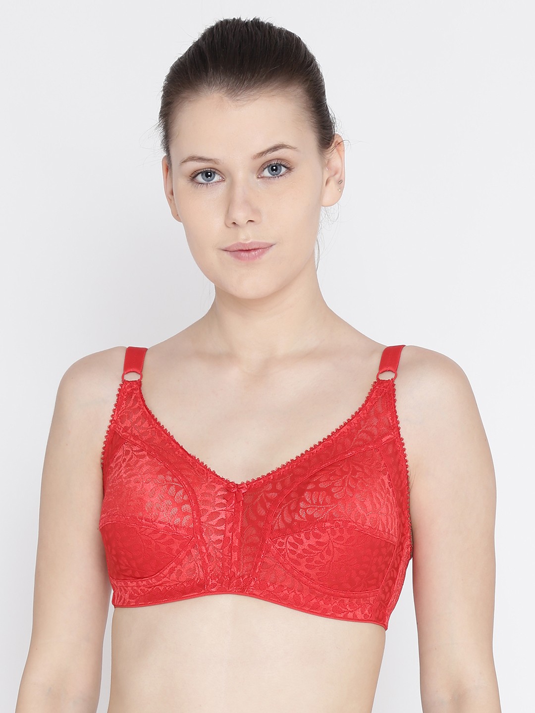 

Leading Lady Red Solid Non-Wired Non-Padded Full Coverage Bra rosy-red-40B