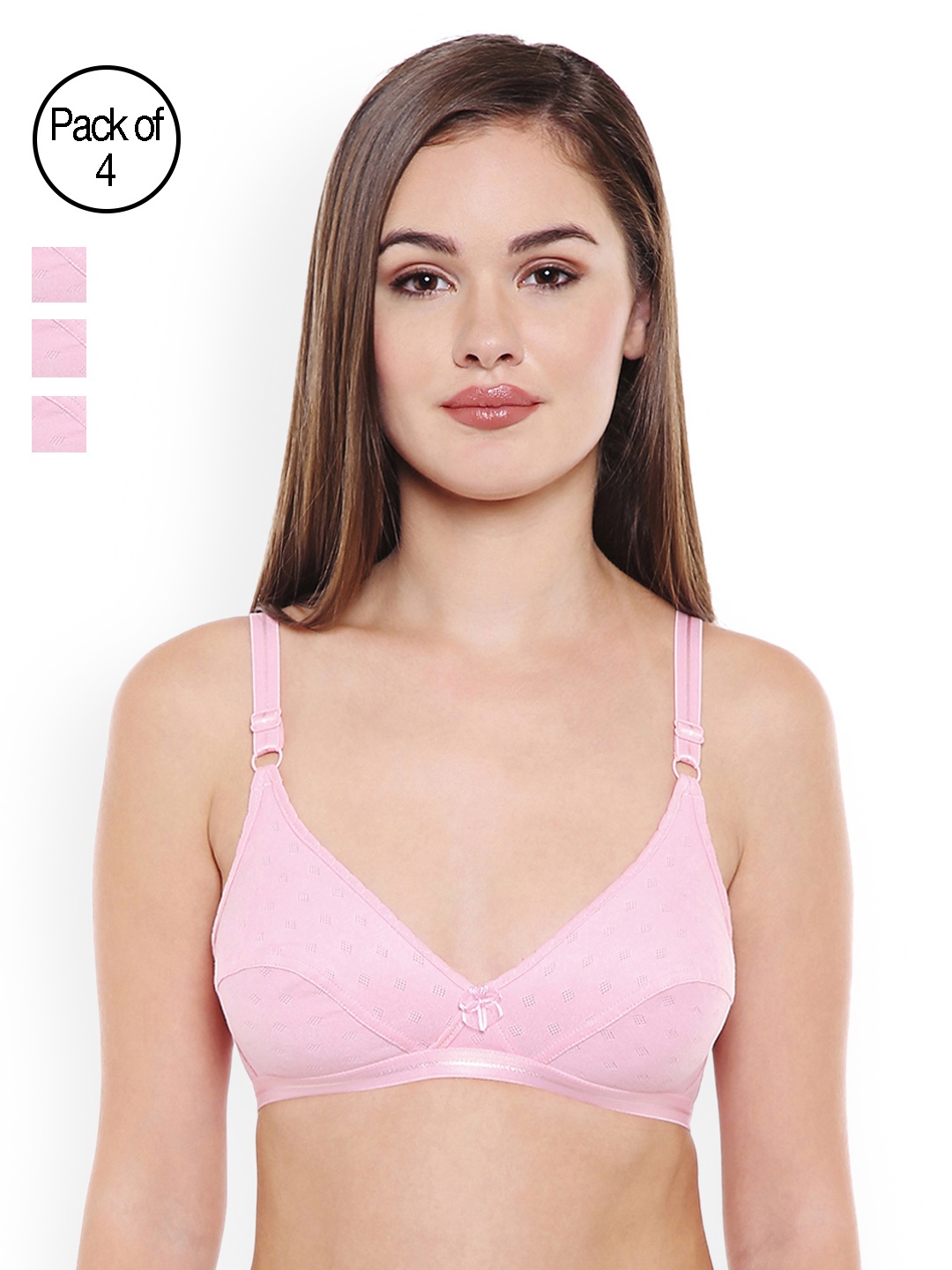 

BODYCARE Pack of 4 Solid Non-Wired Non-Padded T-shirt Bras E1507PIPIPIPI, Pink