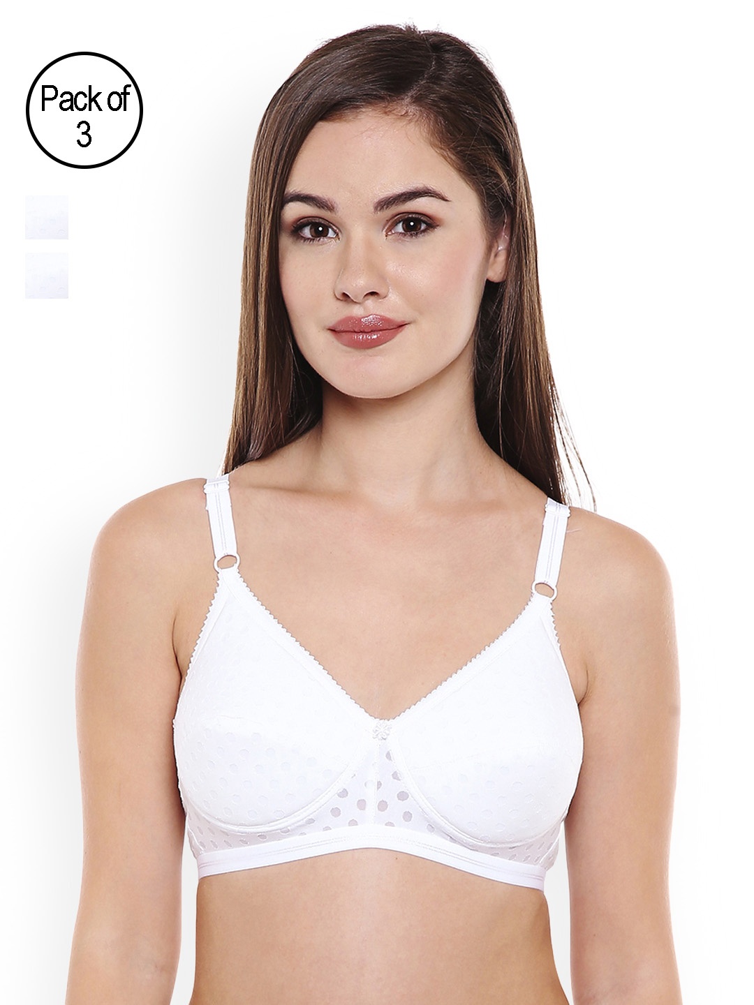 

Bodycare Pack of 3 White Solid Non-Wired Heavily Padded Everyday Bra E1576WWW