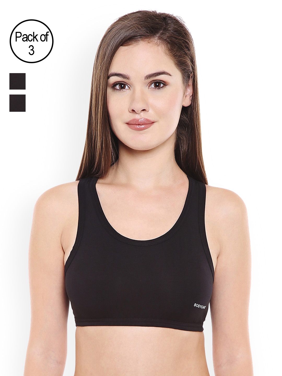 

Bodycare Pack of 3 Black Seamless Sports Bras E1610