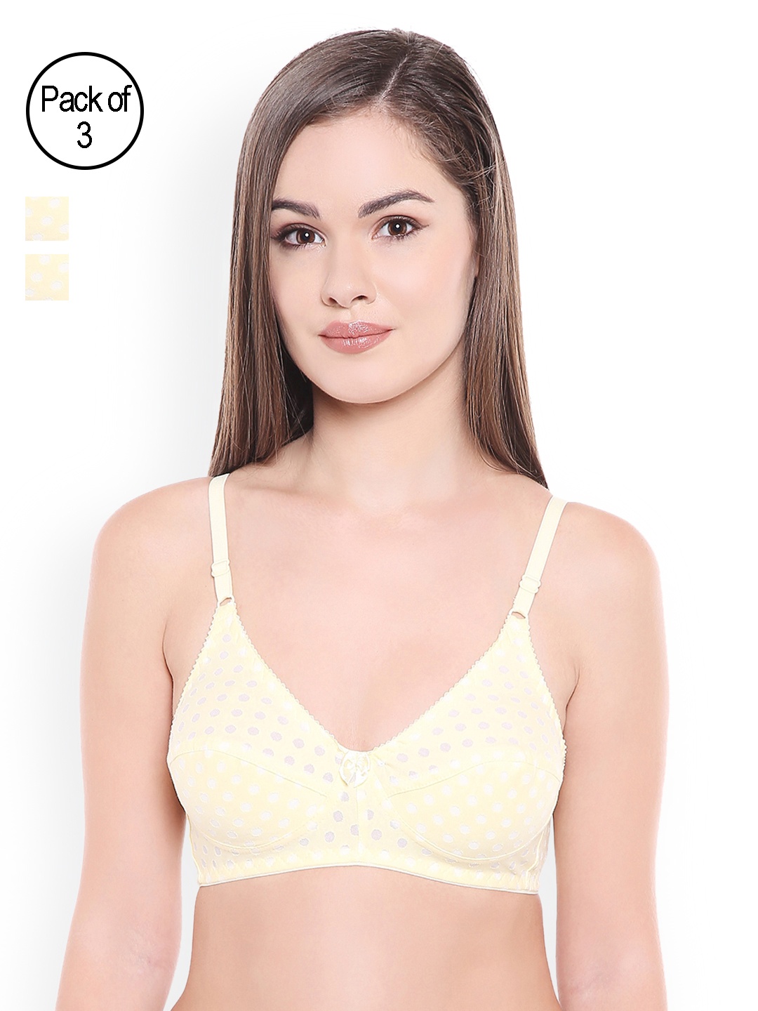 

BODYCARE Pack of 3 Yellow Solid Non-Wired Non-Padded Everyady Bras E1506LELELE